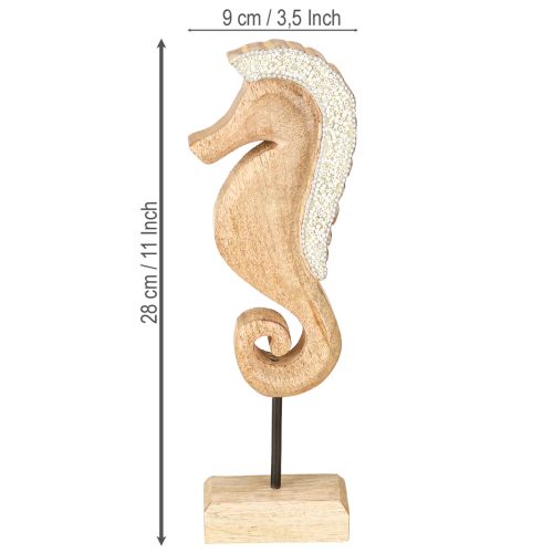 Product Seahorse decoration with pearls, maritime table decoration, wood, 28 cm