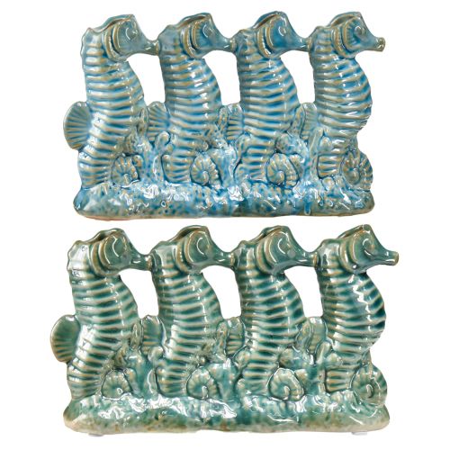 Product Seahorse Ceramic Flower Vase Blue Green L21cm 2pcs