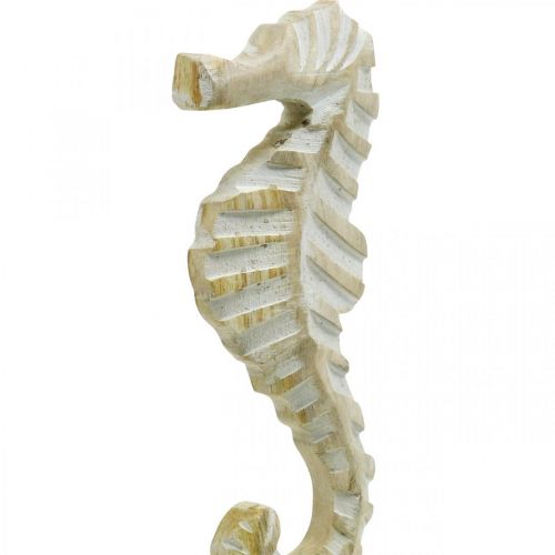 Product Seahorse made of wood, maritime decoration, decorative figure sea animal natural color, white H35cm
