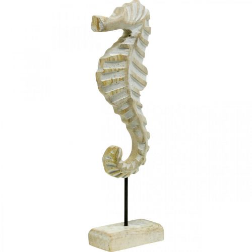 Floristik24 Seahorse made of wood, maritime decoration, decorative figure sea animal natural color, white H35cm