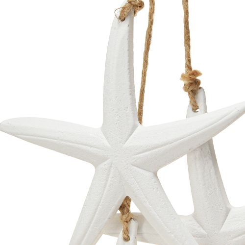 Product Starfish decoration maritime wooden decoration for hanging white with 3 stars 46cm