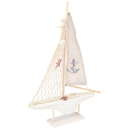 Floristik24 Sailboat decoration wood pine on base natural white H39cm