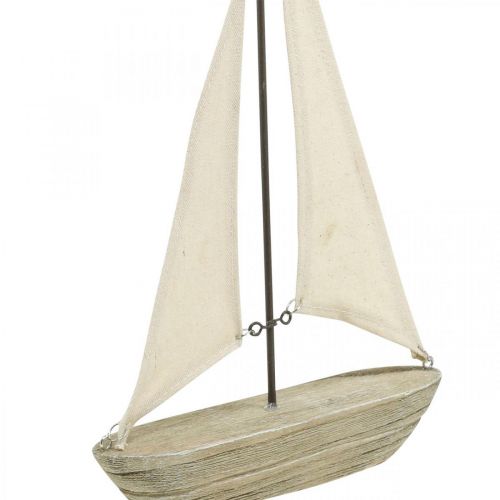 Floristik24 Decorative wooden sailboat, maritime decoration, decorative ship shabby chic, natural colors, white H29cm L18cm