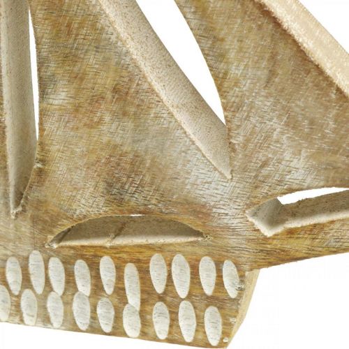 Product Wooden sailboat, maritime decoration, wooden boat natural color, white H23cm