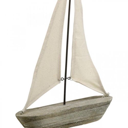 Product Sailing boat, boat made of wood, maritime decoration shabby chic natural colors, white H37cm L24cm