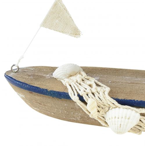 Product Decoration ship wooden sailing boat vintage with shells H22cm 2pcs