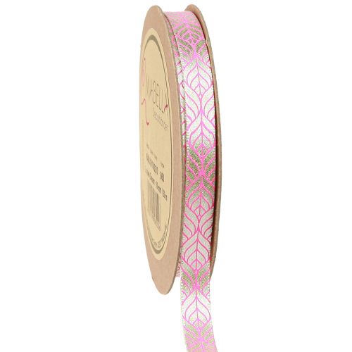 Product Silk Ribbon Leaves Gift Ribbon Beige Pink 10mm 20m
