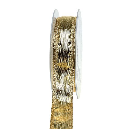 Ribbon with wire edge gold 25mm 25m