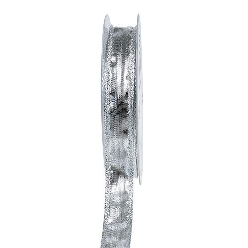 Floristik24 Deco ribbon silver with wire edge 15mm 25m