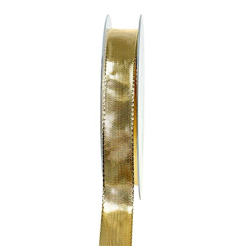 Product Gift ribbon gold with wire edge 15mm 25m