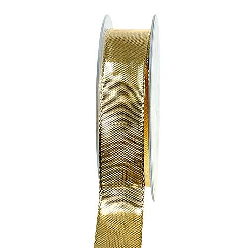 Floristik24 Gift ribbon gold with wire edge 25mm 25m