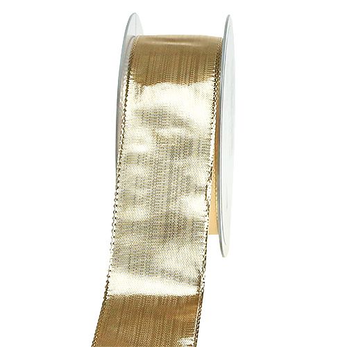 Floristik24 Gold gift ribbon with wire edge 40mm 25m