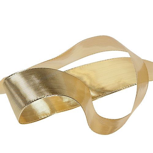 Product Gold gift ribbon with wire edge 40mm 25m