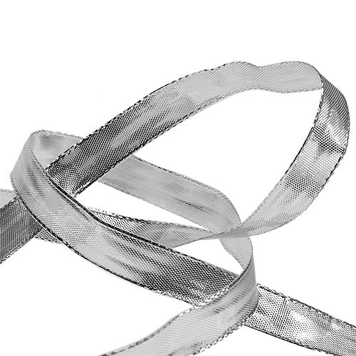 Product Gift ribbon silver with wire edge 15mm 25m