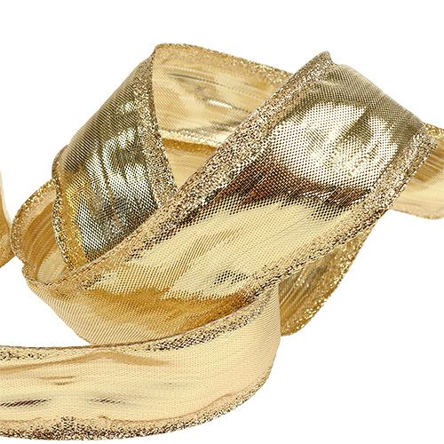 Floristik24 Ribbon with wire edge gold 40mm 25m
