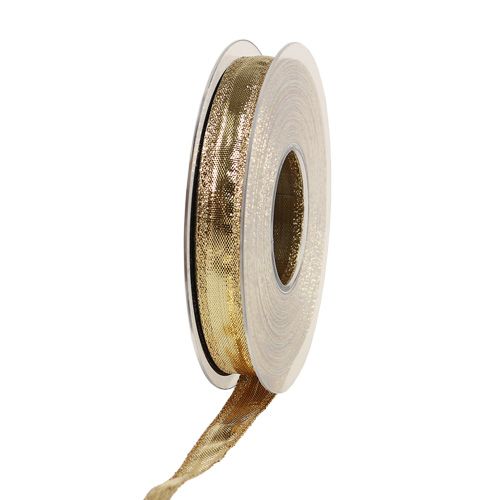 Floristik24 Ribbon with wire edge gold 15mm 25m