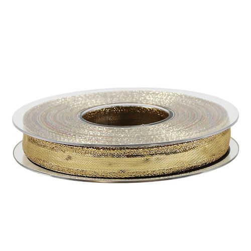 Floristik24 Ribbon with wire edge gold 15mm 25m