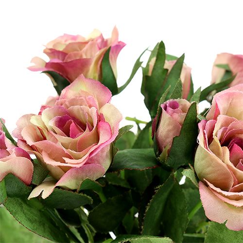 Silk fabric flowers bouquet of roses L26cm dusky pink 3pcs | Floristik24.co.uk