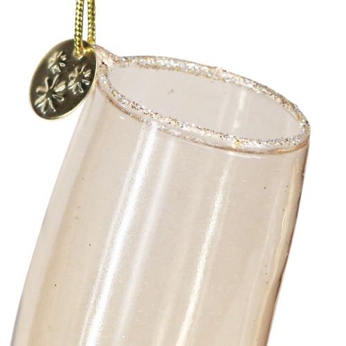 Product Champagne bottle and glass, tree decorations, anniversary, glass decorations to hang, New Year&#39;s Eve H14.5cm real glass set of 2