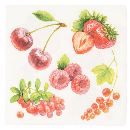 Papier Napkins with Berry Design, 33 cm, 20 Pcs | Floristik24.co.uk