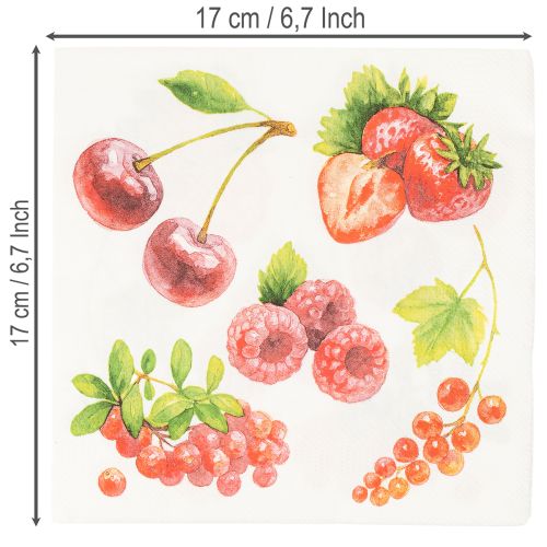 Papier Napkins with Berry Design, 33 cm, 20 Pcs | Floristik24.co.uk