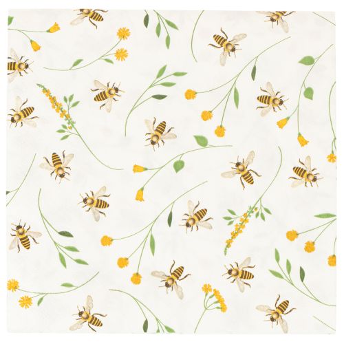 Bee Napkins with Floral Design 33cm 20-Pack