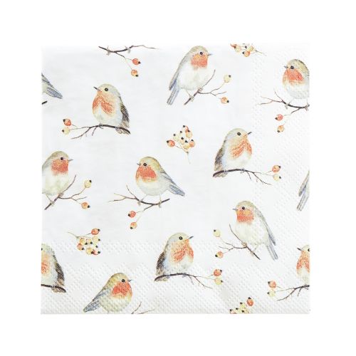 Napkins Autumn Robin Rosehips 25x25cm 20pcs