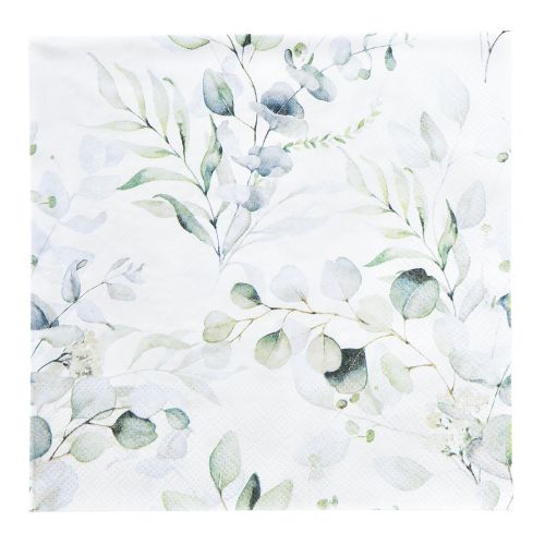Floristik24 Napkins motif eucalyptus white green 33x33cm 20 pcs