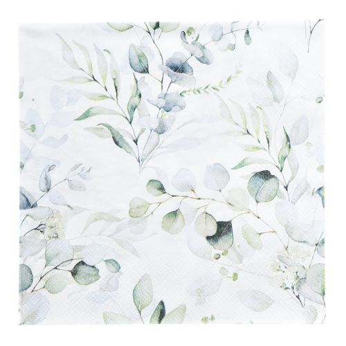 Floristik24 Napkins motif eucalyptus white green 33x33cm 20pcs