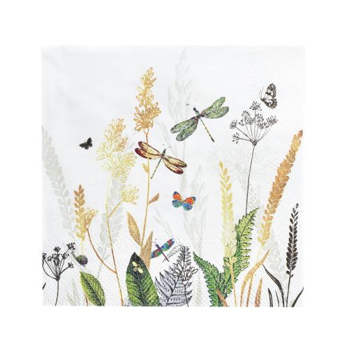 Product Napkins Summer White Motif Meadow Coloured 25x25cm 20pcs