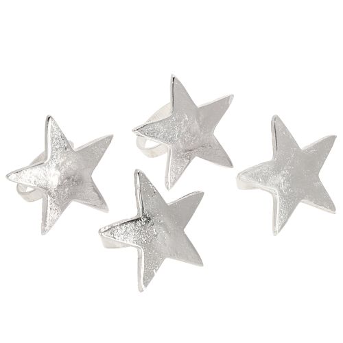 Product Napkin holder star napkin rings silver metal 7cm Ø4cm 4 pcs