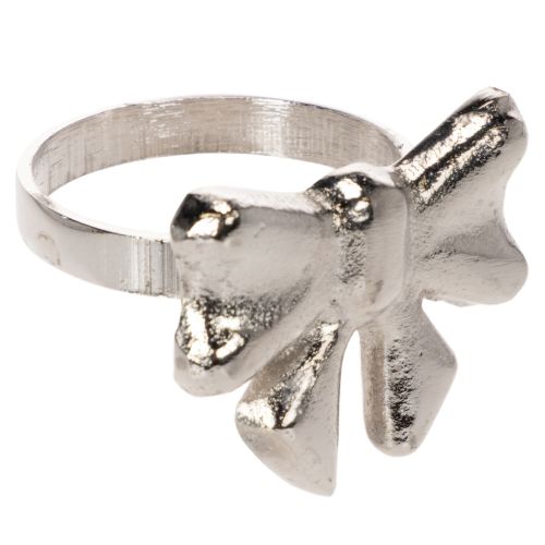 Bow napkin ring, metal, shiny silver, 5cm, 4 pieces buy online | Floristik24.co.uk