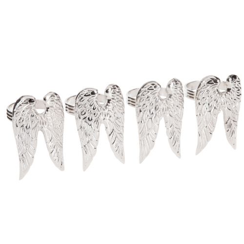 Product Napkin rings angel wings table decoration silver 6.5cm Ø4cm 4 pcs