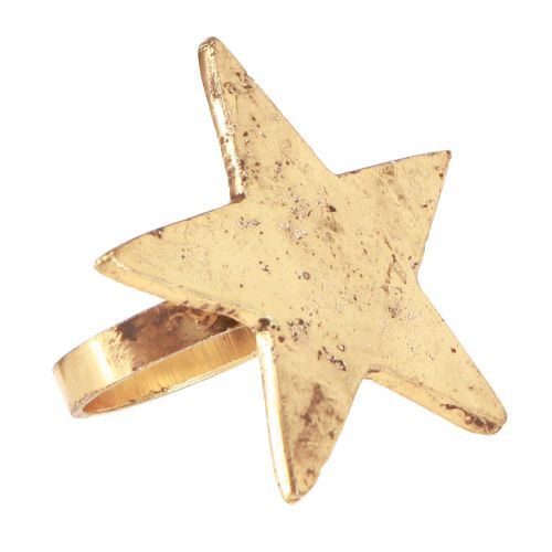 Floristik24 Napkin rings star gold antique look metal 6.5cm Ø4cm 4 pcs