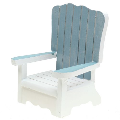 Floristik24 Decorative wooden chair white-turquoise-gray H16cm