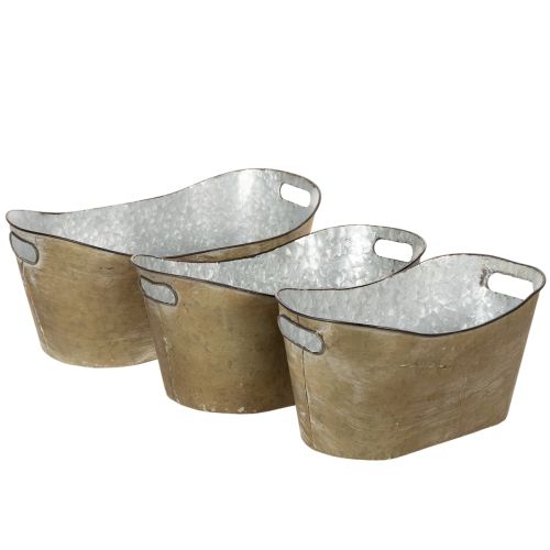 Floristik24 Set of plant pots and tubs, copper-colored/white, L32.5cm/36.5cm/41.5cm