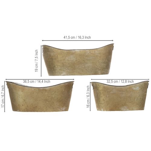 Product Set of plant pots and tubs, copper-colored/white, L32.5cm/36.5cm/41.5cm