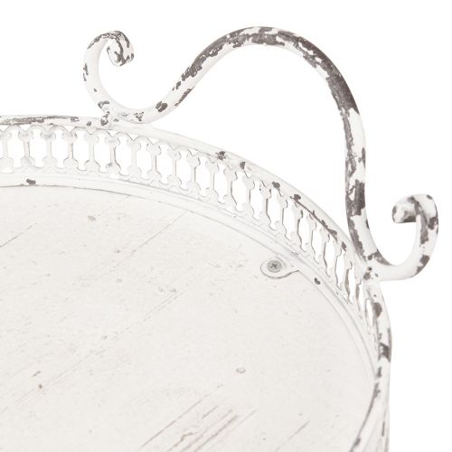 Product Shabby Chic tray oval with handles white 36/45cm set of 2