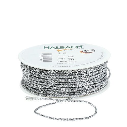 Floristik24 Silver cord 2mm 50m