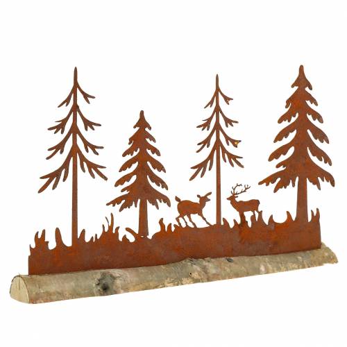 Product Forest silhouette with animals patina on wooden base 30cm x 19cm