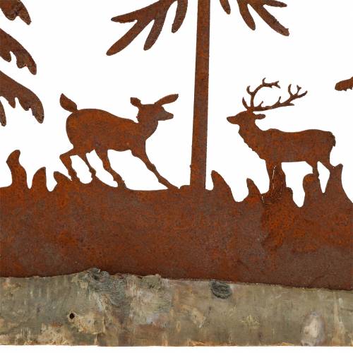 Product Forest silhouette with animals patina on wooden base 30cm x 19cm