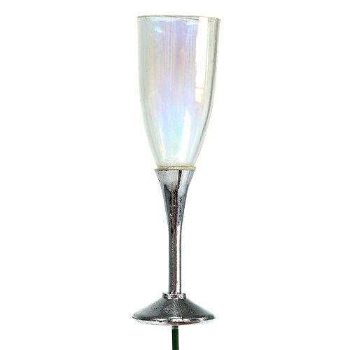 Product New Year's Eve decoration champagne glass plug silver 7.5cm L27cm 12pcs