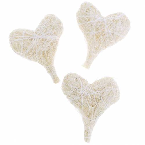 Product Sisal heart cream 5cm 24pcs