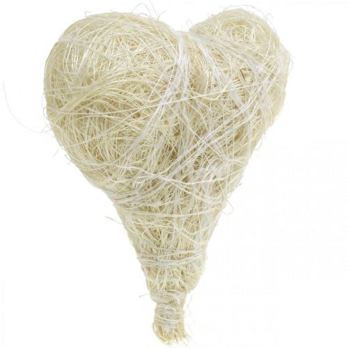 Product Sisal hearts, Valentine&#39;s Day, Mother&#39;s Day, bleached decorative hearts, cream white H7.5–9cm 16 pcs