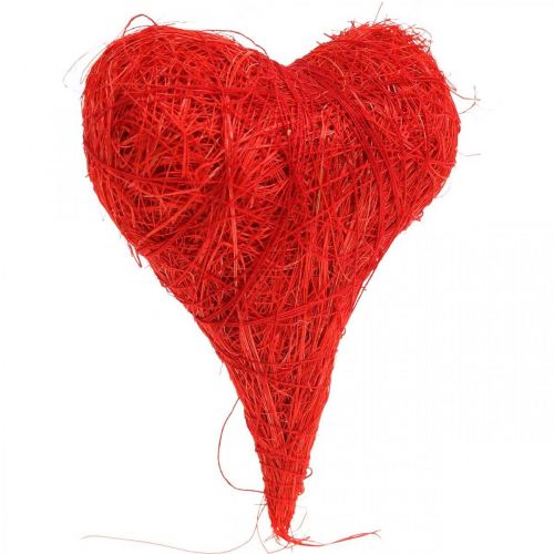 Product Sisal hearts red, decoration for wedding, natural sisal fibers, Valentine&#39;s Day H7.5–9cm 16pcs
