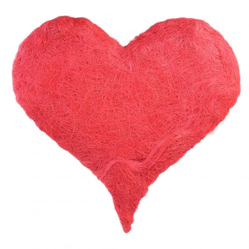 Heart decoration with sisal fibers in pink sisal heart 40x40cm