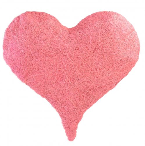 Heart decoration with sisal fibers light pink sisal heart 40x40cm