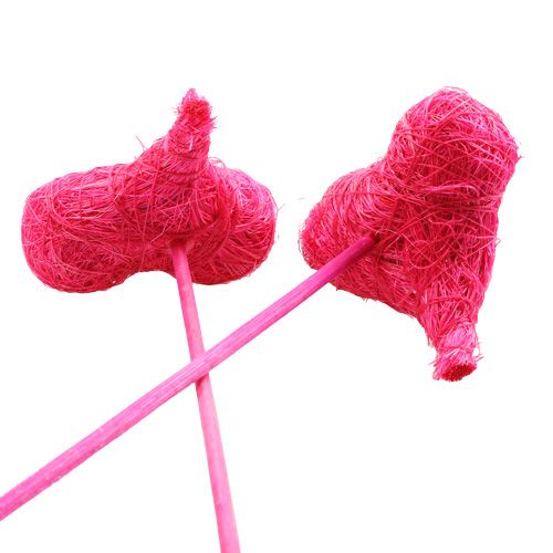 Floristik24 Sisal hearts on the stick Pink 8cm L25cm 24pcs