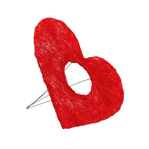 Sisal heart cuff red 15cm 10pcs.