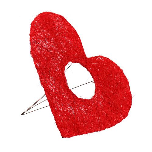 Floristik24 Sisal heart cuff 20cm red heart sisal flower decoration 10 pieces